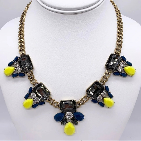 J. Crew Jewelry - J. Crew Gray Blue Yellow Jeweled Necklace